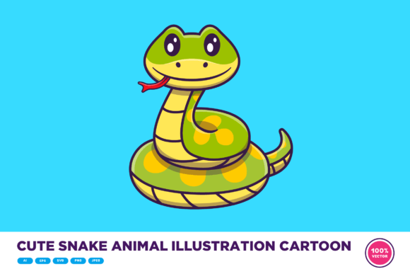 Adorable Cute Snake Animal Illustration Cartoon for Creative Projects