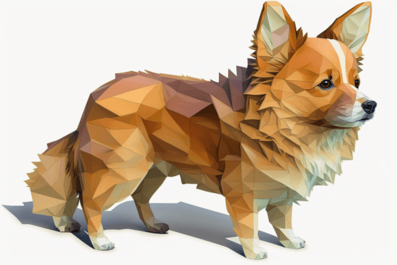 Charming Polygonal Dog: 3D Low Poly Art for Your Walls