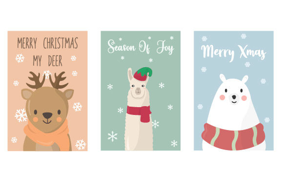Christmas Card Animal Set: Festive Vector Graphics for Your Projects