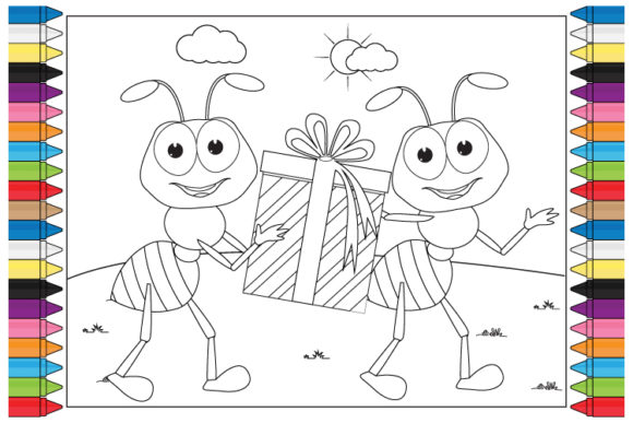 Coloring Ant Animal Cartoon for Kids: A Playful Design Asset