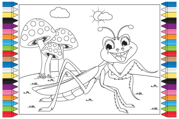 Coloring Grasshopper Animal Cartoon: A Playful Asset for Modern Design