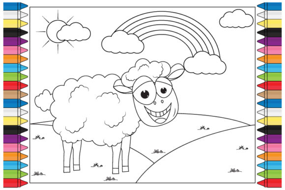 Coloring Sheep Animal Cartoon for Kids: A Playful Creative Asset