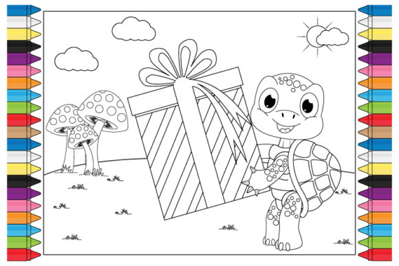 Coloring Turtle Animal Cartoon: A Playful Design Asset