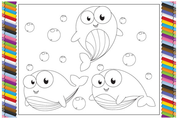 Coloring Whale Animal Cartoon for Kids: A Playful Design Asset