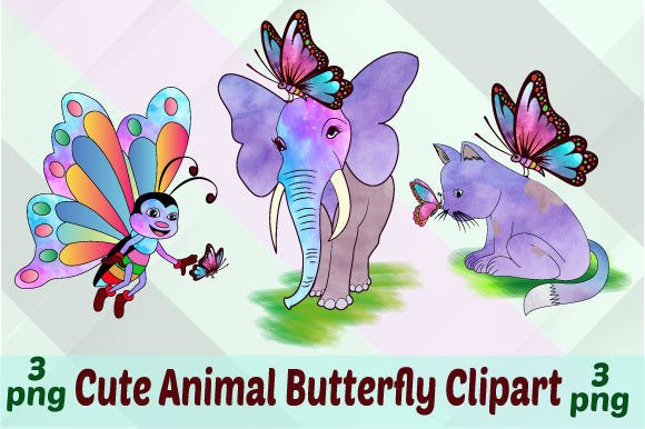 Cute Animal Butterfly Clipart Bundle for Creative Projects