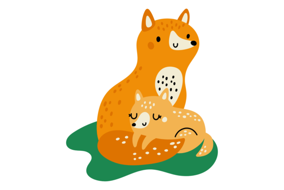 Cute Fox Mother and Baby: The Heart of Whimsical Design