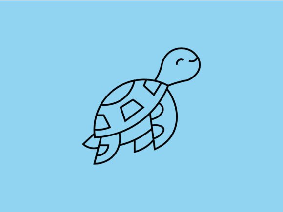 Kawaii Sea Animal Turtle Line Background