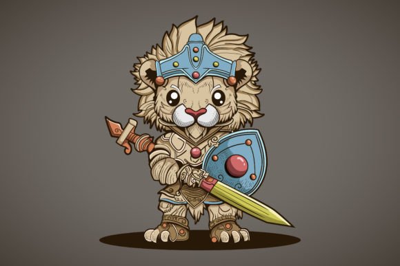 Lion King of Animal Warrior with Sword: A Fierce Vector Design Asset